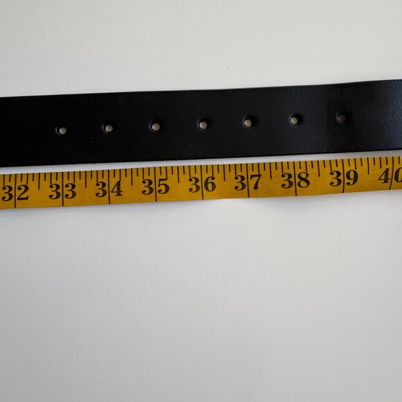 Calvin Klein Jeans Mens Leather Belt with Keeper Ring Medium 34 36 Black Silver - Picture 15 of 15